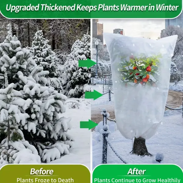 Non Woven Frost Protection Cover With Drawstring for Winter Plant Protection photo-2