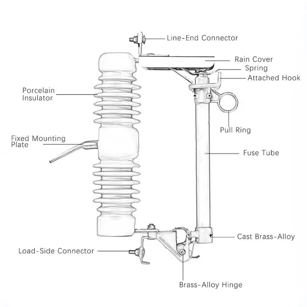 Porcelain Fuse Cutout 33KV 27KV 24KV With Galvanized Steel Bracket