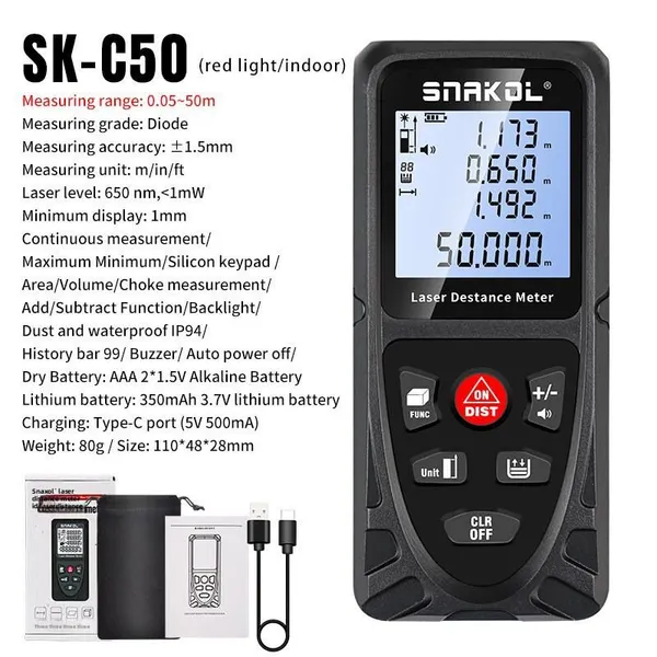 SK-C120 Laser Distance Meter for Electrical Installation and Cable Length Measurement photo-2