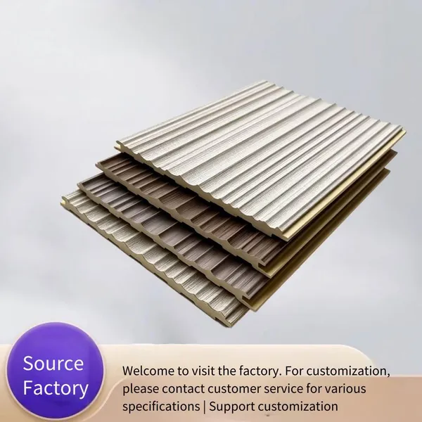 Foshan Manufacturer Yuetuo Wholesale Luxury 1.2*2.8m Solid Veneered Wave Board Wpc Wood-plastic Grille for Living Room
