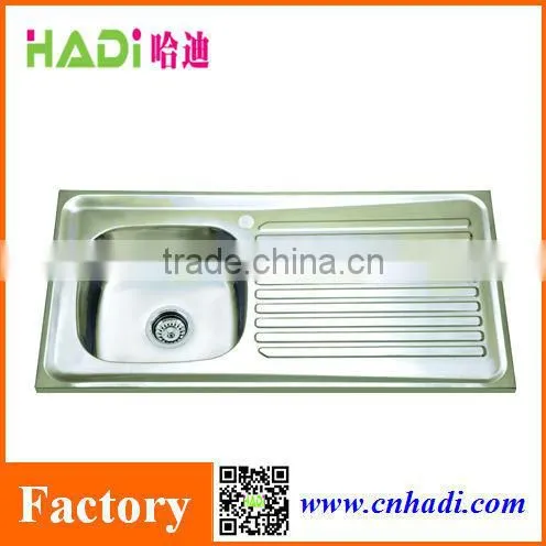 Big Size Stainless Steel Kitchen Sink for Africa Market, Double Bowl Kitchen Sink With Drainboard HD10050-L