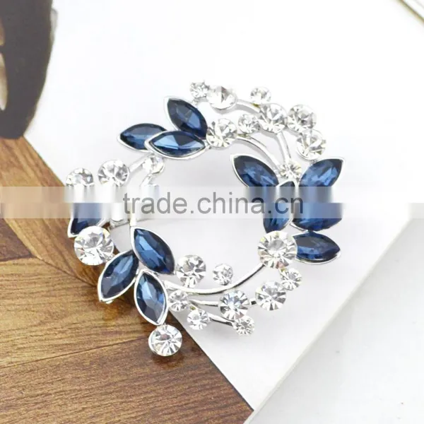 Fashion Cheap Brooch Leaves Circle Brooch Multi Color Crystal Jewelry photo-4