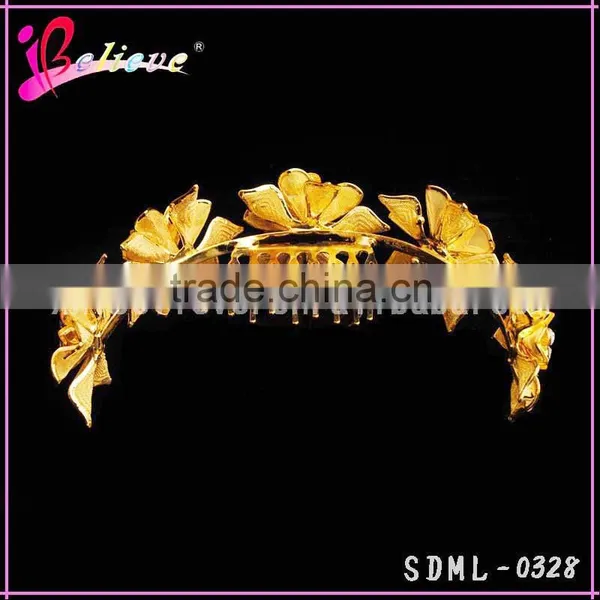 Bulk Hair Combs Wholesale Gold Flower Clear Rhinestone Hair Combs for Women photo-3