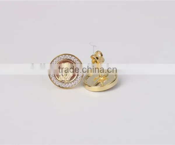 Factory Direct Sale Round Shape Zicon 925 Silver Stud Hip Hop Medusa Earring Jewelry photo-5