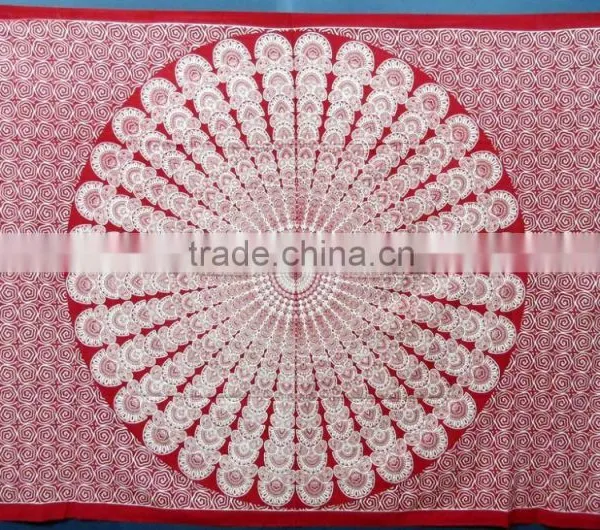 Round Circle Peacock Printed Jaipur Indian Mandala Cotton Bed Sheets photo-2