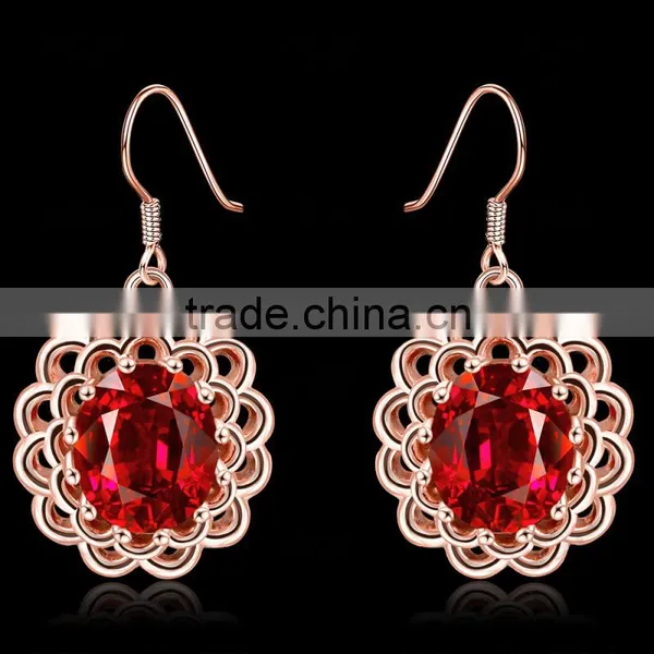 Ruby Stone Wavy Round Line Earring Bule Gemstone Jewelry Earring photo-3
