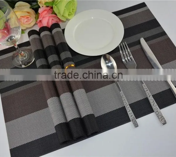 High Quality Dark Color Black With Brown PVC Strip Placemat Table Mat Home Decoration photo-5