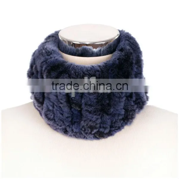 QD30440 Lady New Design Warmer Real Rex Rabbit Fur Scarf