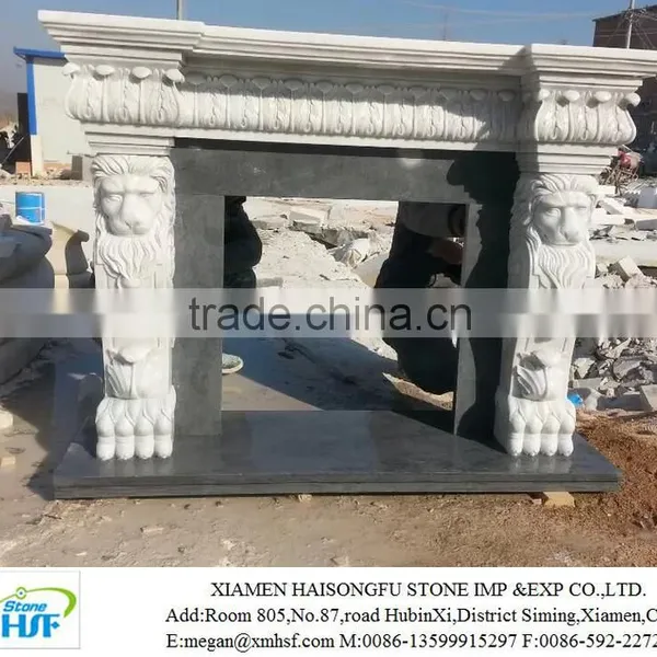 Natural White Marble Electric Fireplace Mantel