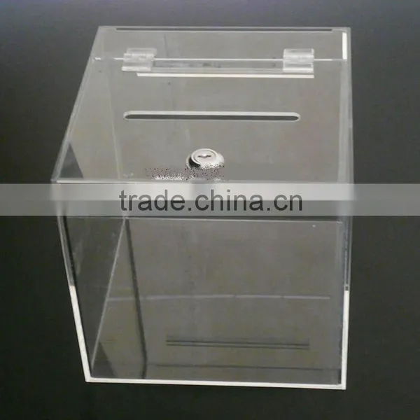 Customized Acrylic Donation Box Clear Lucite Suggestion Box Report Box With Lock photo-3