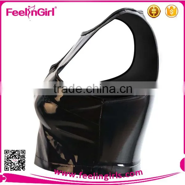 2015 Wholesale Sexy Women Black Leather Vest photo-6