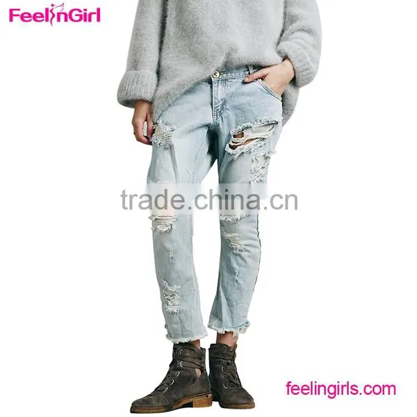 New Fashion Ripped Damaged Jeans Pants photo-6