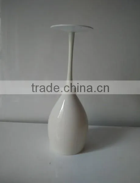 White Outside Yellow Inside Drinking Glass Goblet Cups White Colored Glass Cup Drinking Wine Tall Stem Colored Goblet Glasses photo-2