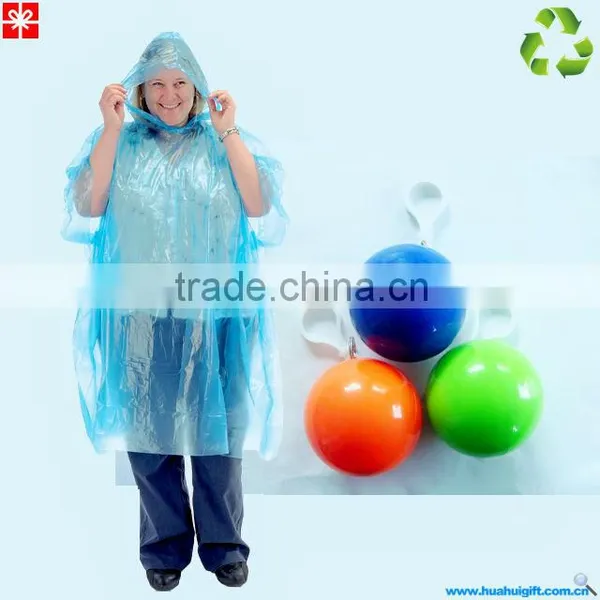 2014 100%ECO AS Poncho Ball With Keychain Clear Disposable LDPE Raincoat Quality Choice