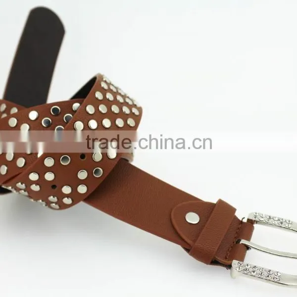 Women FULL Flat Metal Fashion PU Beaded Belts With Shiny Rhinestone Accessories for Jeans photo-5