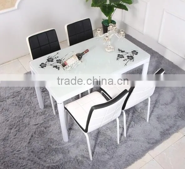 Wrought Iron Table and Four Chairs Minimalist Tempered Glass Dining Table photo-4