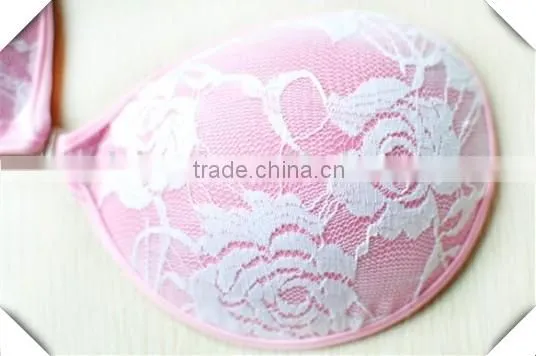 Sexy Girl Wear Soft Bra Pink Lace Piped Sponge Bra photo-2