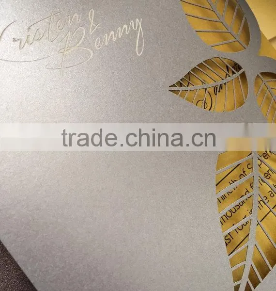 2016 Newmengxing Leaves Wedding Invitation, Laser Cut Wedding Invitation, Unique Customizable Design Quality Choice photo-3