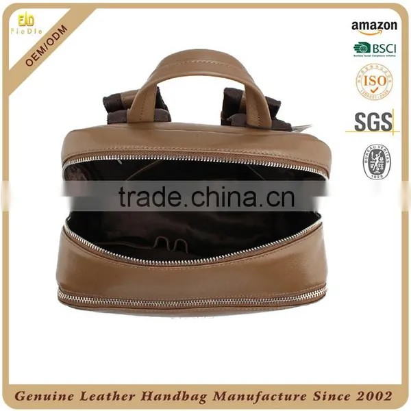 Guangzhou OEM Factory Custom High Quality Genuine Leather Women Travel Bag, Big Backpack, Pure Leather Fashion Backpack for Lady photo-5