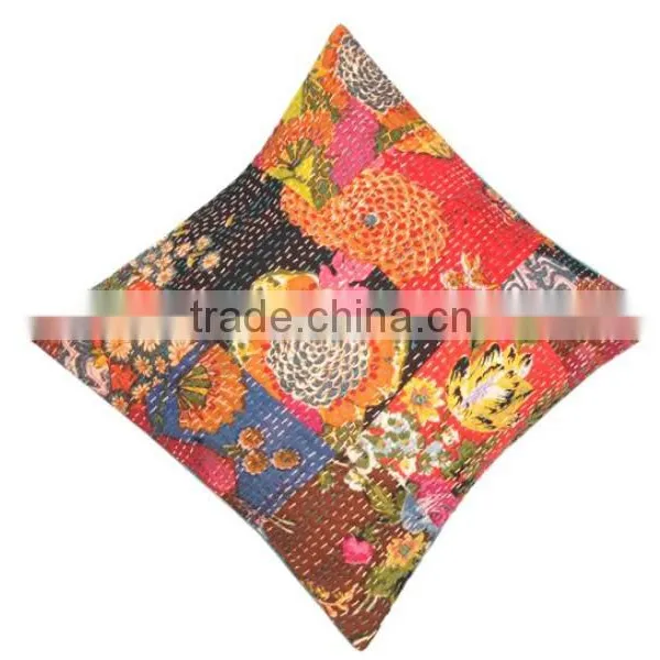 Traditional Design Thread Kantha Work Cotton Cushion Cover 40*40cm