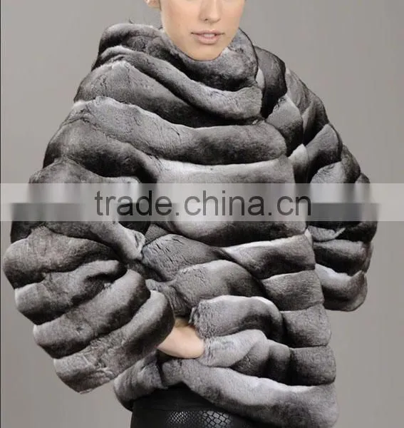 Wholesale Price Chinchilla Rex Rabbit Fur Coat photo-4