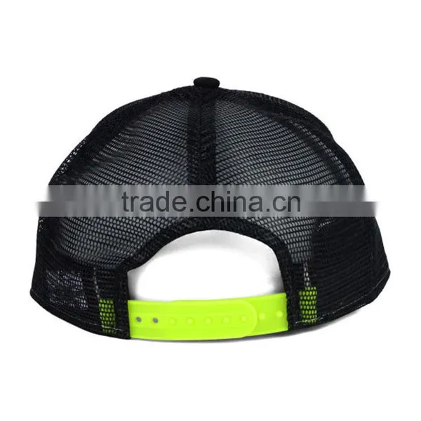 Wholesale Custom Cheap Neon Green Fashion 100% Cotton 3D Embroidery Mesh Trucker Cap With Rope photo-3