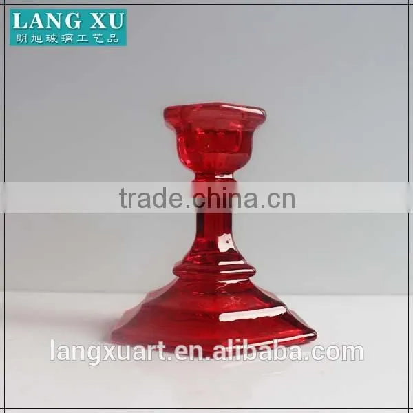 LXHY-A057 Hexagonal Base Antique Crystal Clear Colored Glass Tapper Candle Holder photo-3