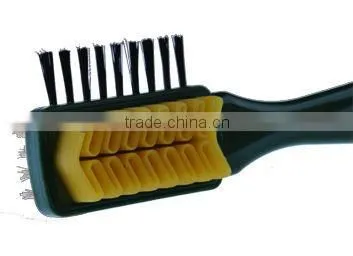 Suede Leather Shoe Brush With Stainless Hair and Plastic Hair