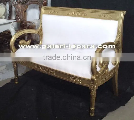 Classic Italian Style Furniture - Love Seat Sofa With Gold Leaf Finish