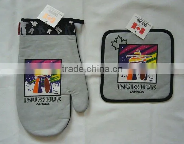 Logo Printed 100% Cotton Oven Mitt Kitchen Hand Glove Pot Holder photo-5