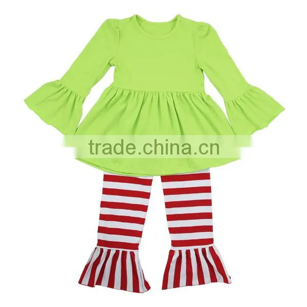 Kaiyo 2016 Fall Boutique Girl Clothing Blank Ruffle Dress With Stripe Ruffle Pants Girl Boutique Clothing Children's Wear