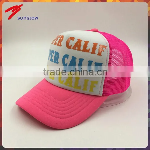 Colorful Rubber Print Letter 5 Panel Mesh Trucker Cap