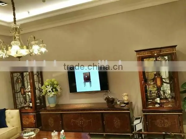Vintage Royal Style tv Cabinet Castle Living Room Furniture Luxury Living Room Gilt Carved TV Stand photo-3