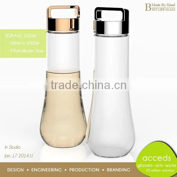 Stylish Pyrex Glass Superior Quality Unique Gym Water Bottle photo-3