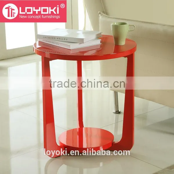 New Design Wood Sofa Side Table High Quality Glossy MDF Wood Round Bed Side Table Coffee Table photo-3