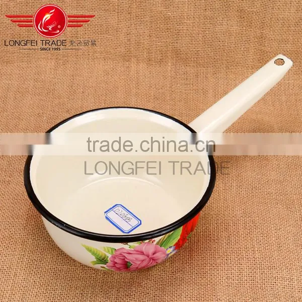 Enamelware Casserole /enamel Casserole Pot Milk Pot With Flower Decal photo-3