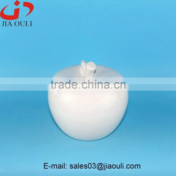 BSCI Audit Factory Hot Sales Home Decor Glazed White Ceramic Apple photo-2