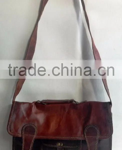 Stylish Handmade Vintage Pure Goat Leather Office Briefcase photo-3