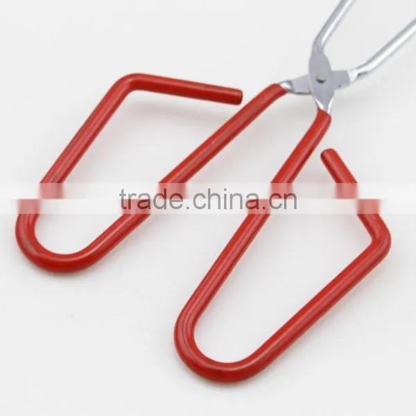 Red Rubber Handle Scissor Food Serving Tongs/ BBQ Tongs photo-3
