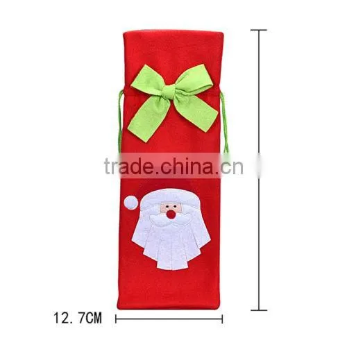 2016 New Cheap Christmas Decorations Red Santa Tree Wine Bottle Cover Bags Dinner Party Gift photo-3