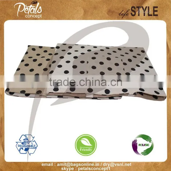 Jute Cotton Polka Dot Print Reversible Tote Bag for Shopping photo-6
