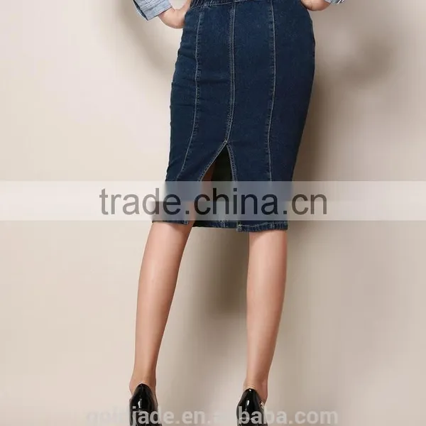 2016 Fashion Wholesale Long Denim Skirts, Sexy Midi Pencil Skirt Jeans for Women photo-3