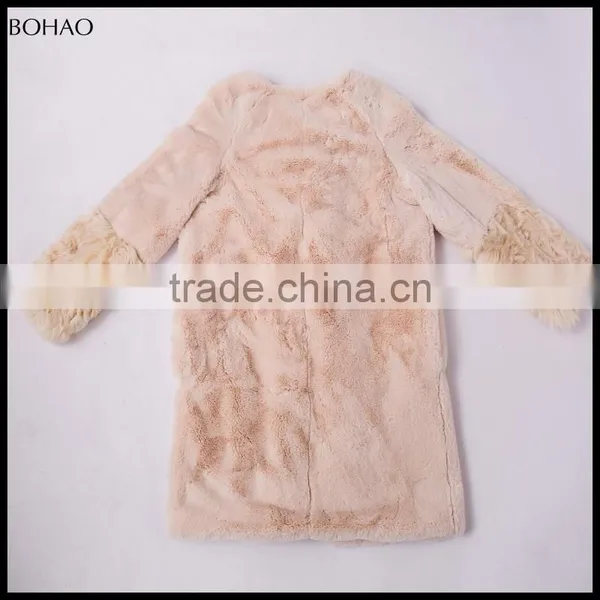 Winter Thick High Quality Long Fancy Stitching Sleeve Knitted Fur Coat photo-4