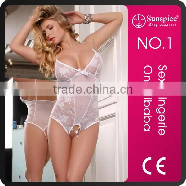 Open-crotch With Rhinestone Sexy Transparent Nude Babydoll