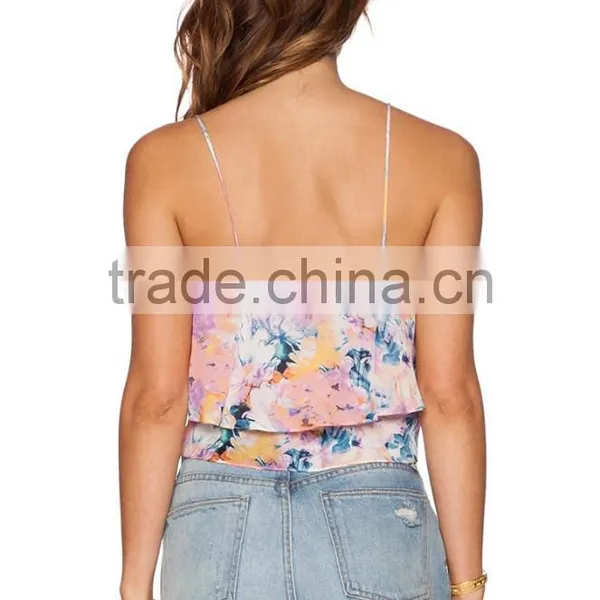 Colorful Printing Sexy Tank Top Ladies Printing Custom Crop Top photo-3