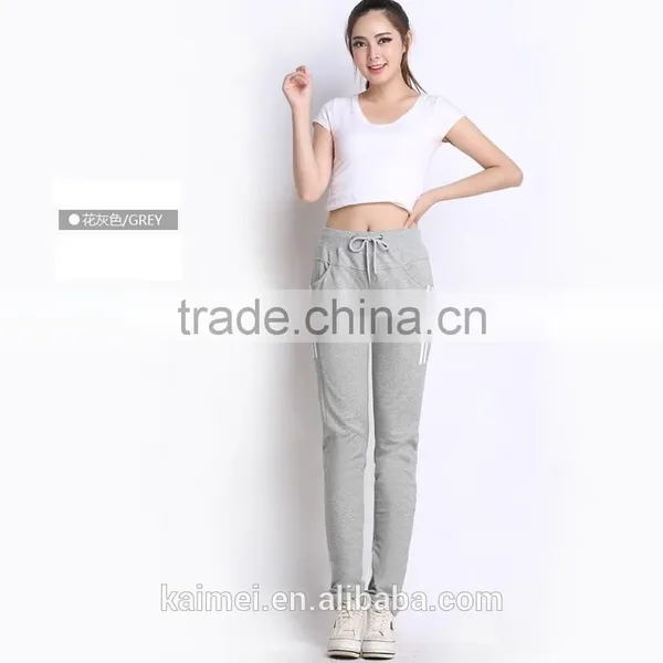 2017 Wholesale Oversize Life Gym Good Quality Comfortable Tracking Pants Woman CVC(60/40) photo-3