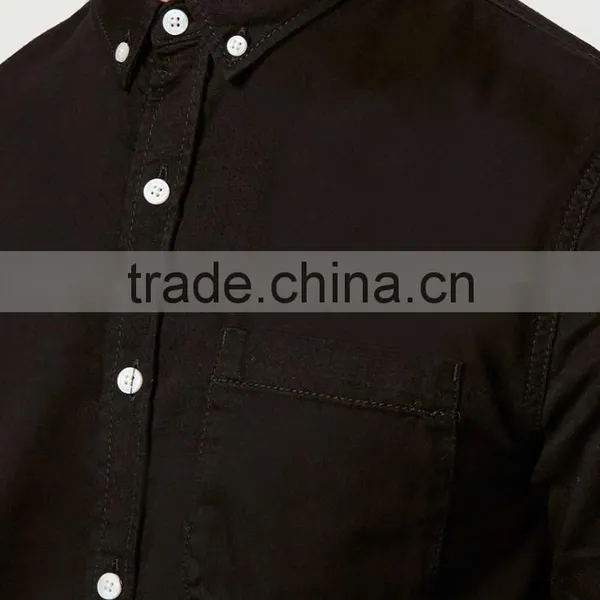 Black Denim Short Sleeve Casual Shirt photo-2