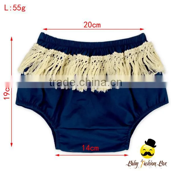 Unisex Summer Kids Plain Navy 100% Cotton Decorative Fringe Free Panties Newborn Baby Toddle Girls Shorts Bloomer photo-5