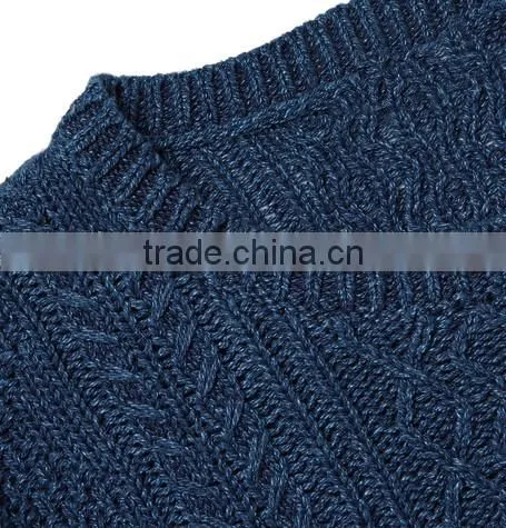 High Quality China Customed Latest Sweater Designs for Men Ribbed Trims Wool Blend Sweater photo-5