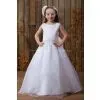 A-line Square Neck Sleeveless Bow Floor-length Flower Girls. Dresses